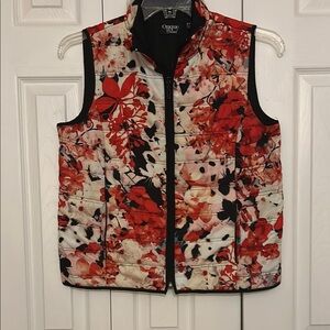 Onque Casuals Red and Black Floral Quilted Vest